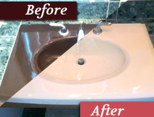 before and after sink refinishing