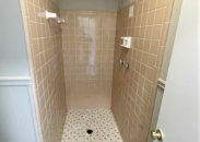 brown shower tile
