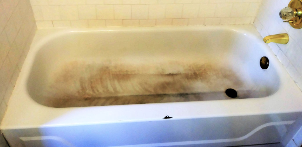 damaged procelain bathtub