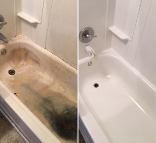 dingy bathtub before and after refinishing