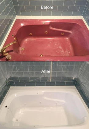 fiberglass bathtub before and after refinishing