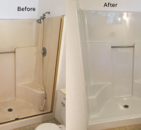 shower stall before and after refinishing