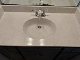 stone fleck refinished sink vanity