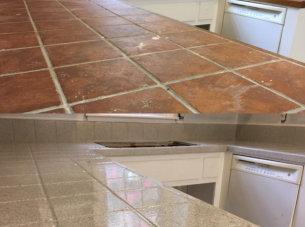 tile countertops before and after refinishing